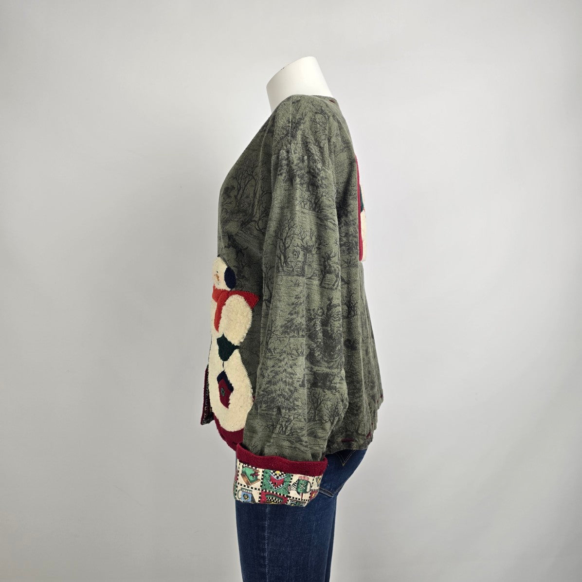 Handmade Christmas Snowman Jacket Size L/XL