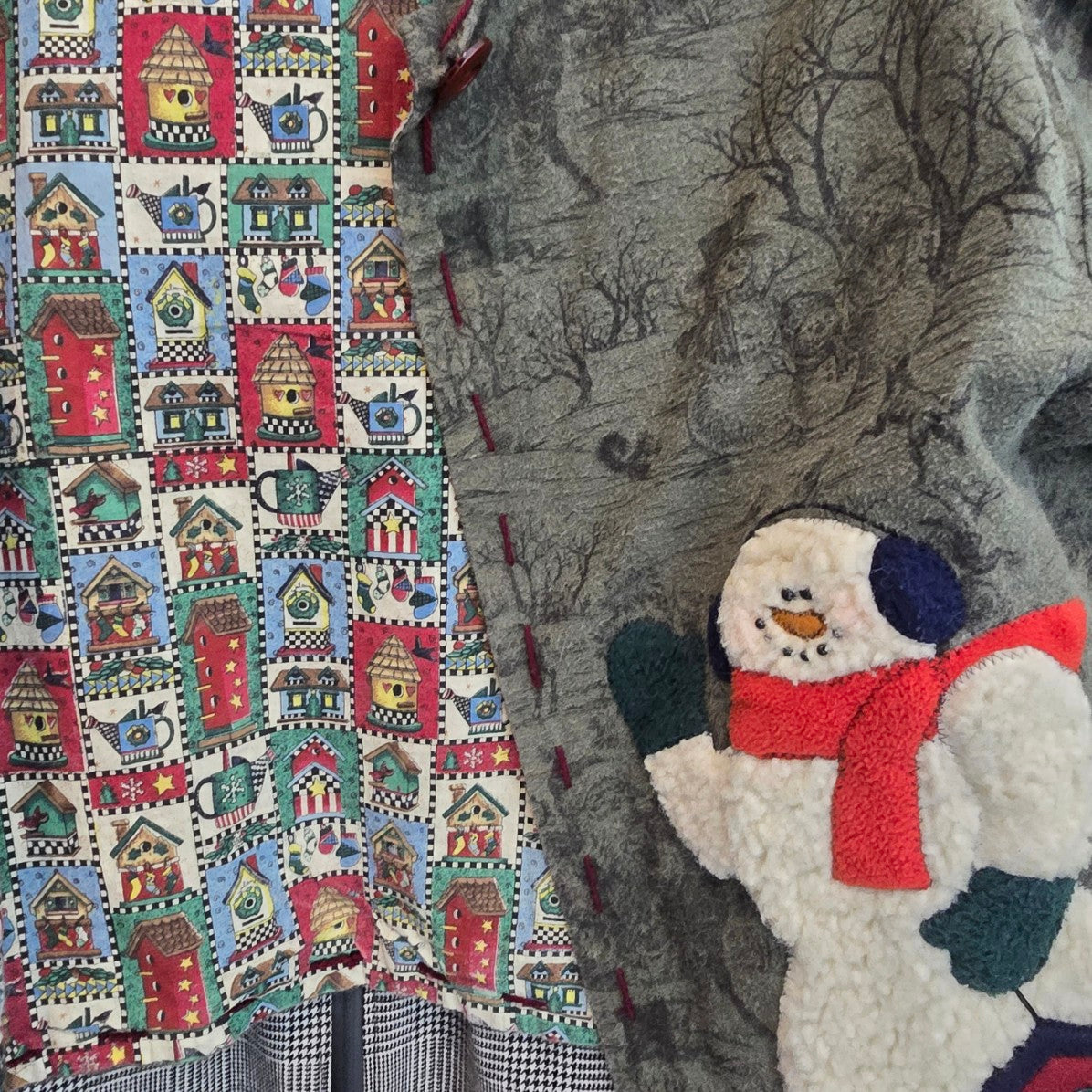 Handmade Christmas Snowman Jacket Size L/XL