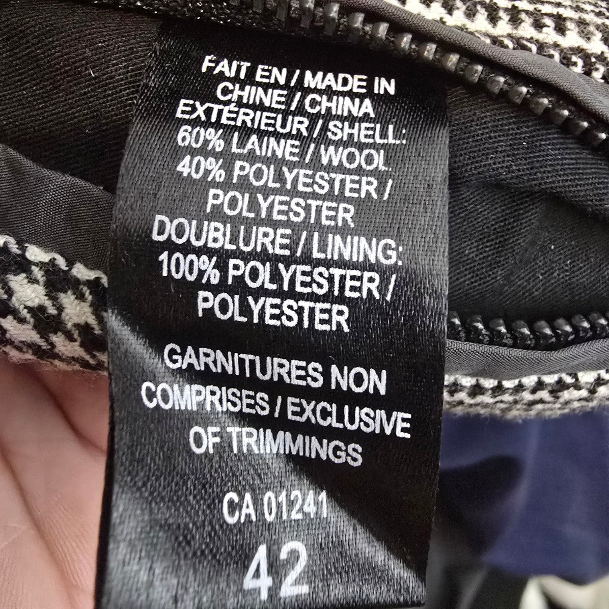 Le 31 Black Houndstooth Bomber Jacket Size 12