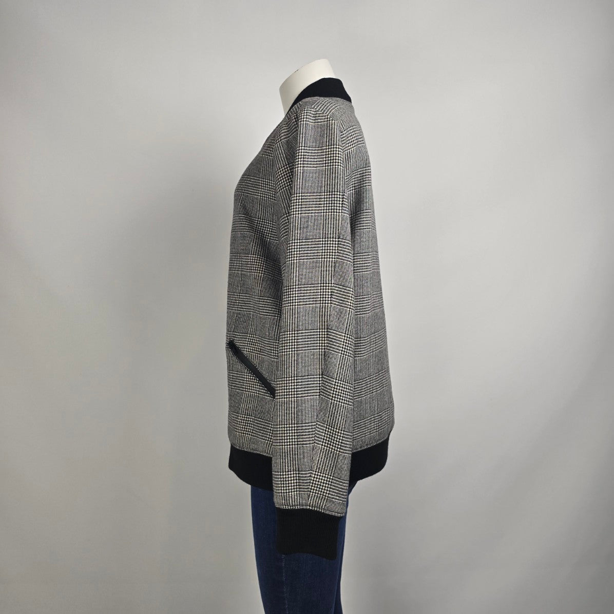 Le 31 Black Houndstooth Bomber Jacket Size 12
