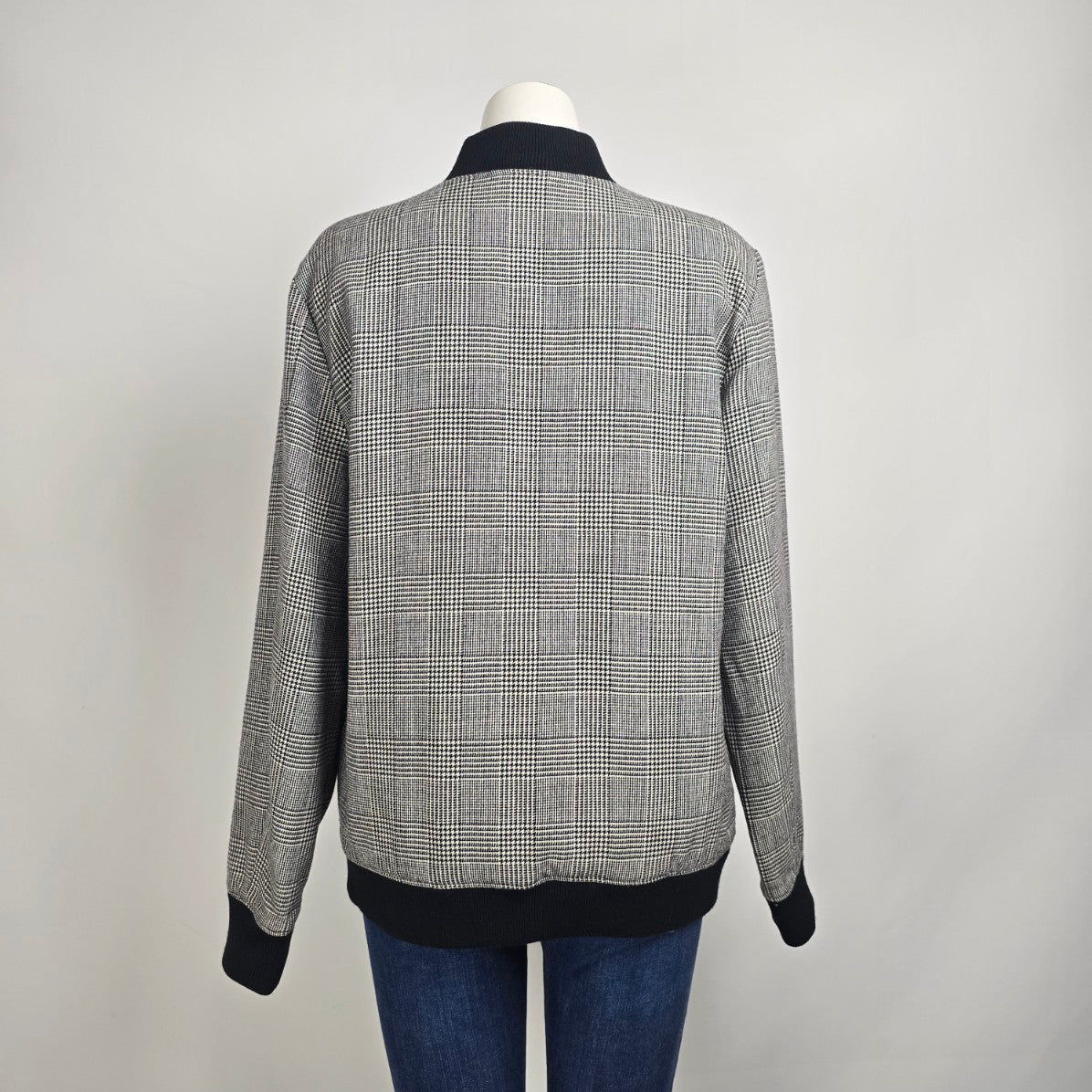 Le 31 Black Houndstooth Bomber Jacket Size 12