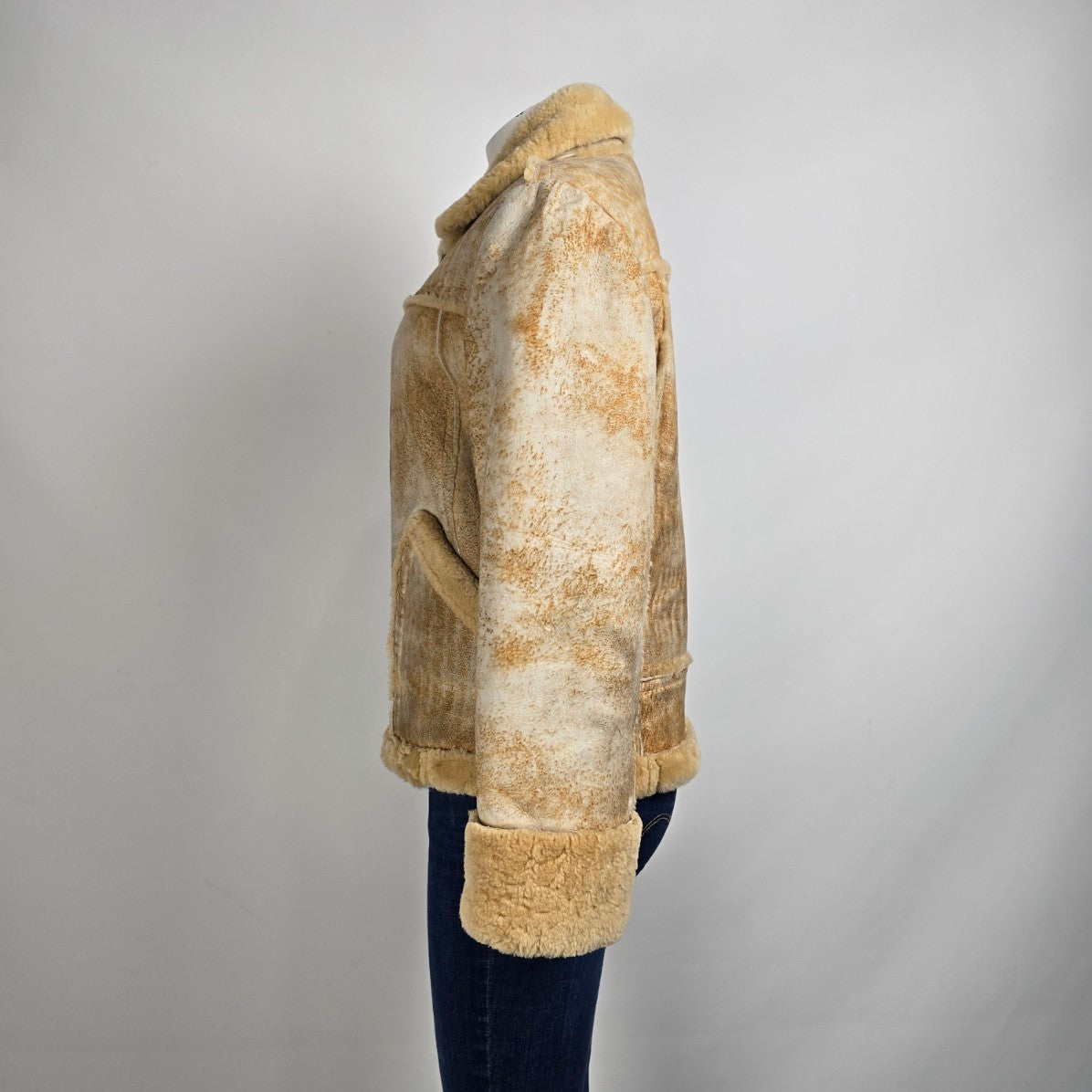 Vintage Club International Beige Shearling Jacket Size 8