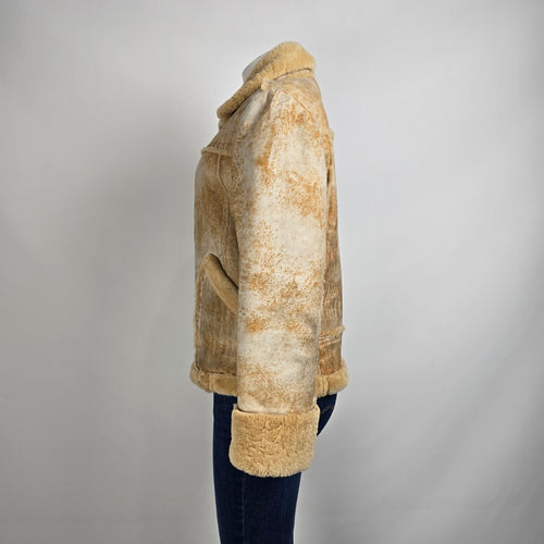 Vintage Club International Beige Shearling Jacket Size 8