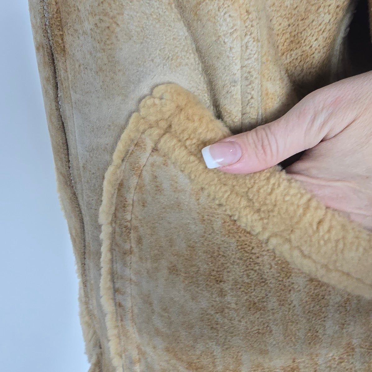 Vintage Club International Beige Shearling Jacket Size 8
