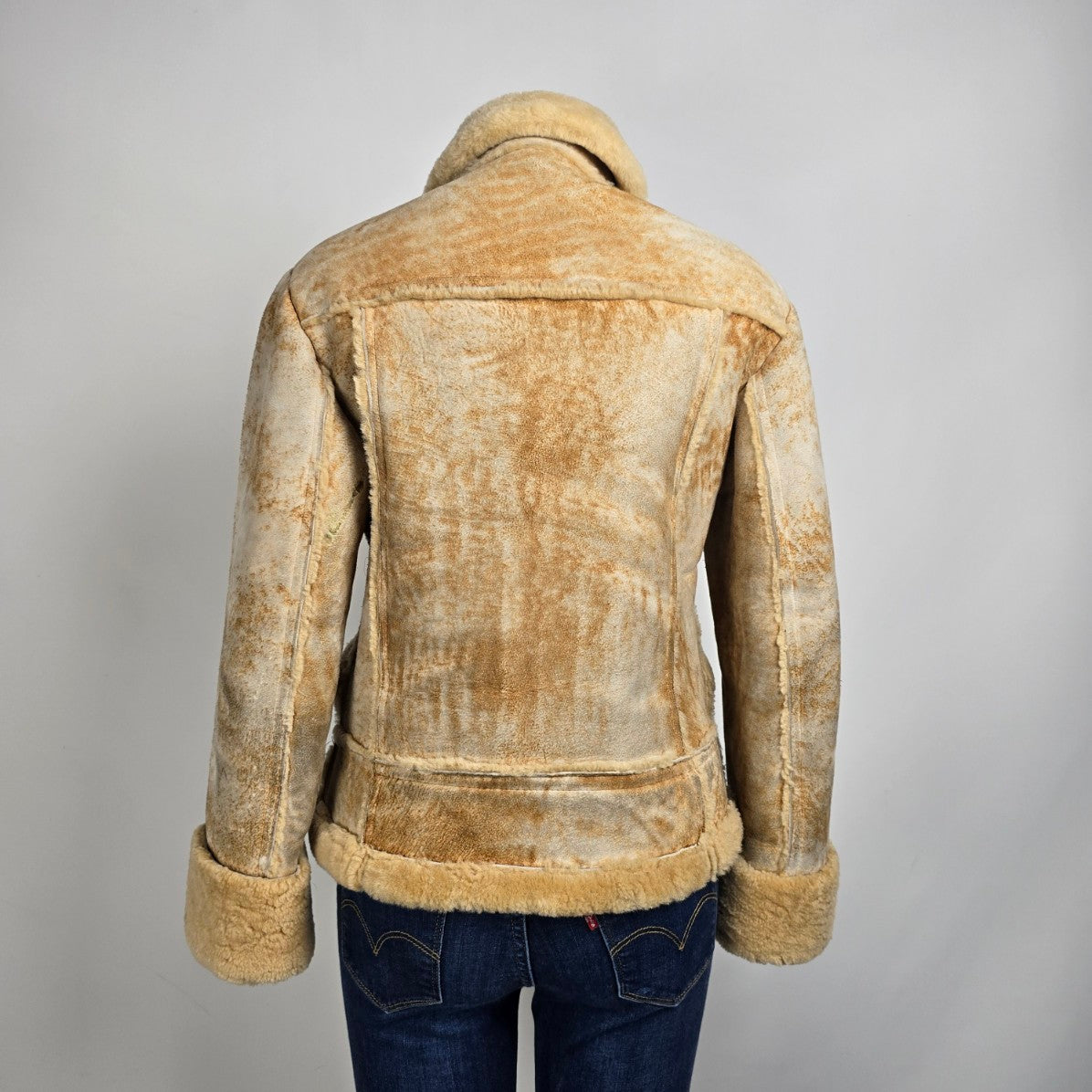 Vintage Club International Beige Shearling Jacket Size 8