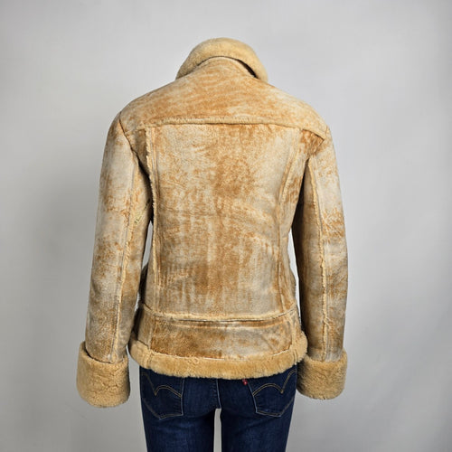 Vintage Club International Beige Shearling Jacket Size 8