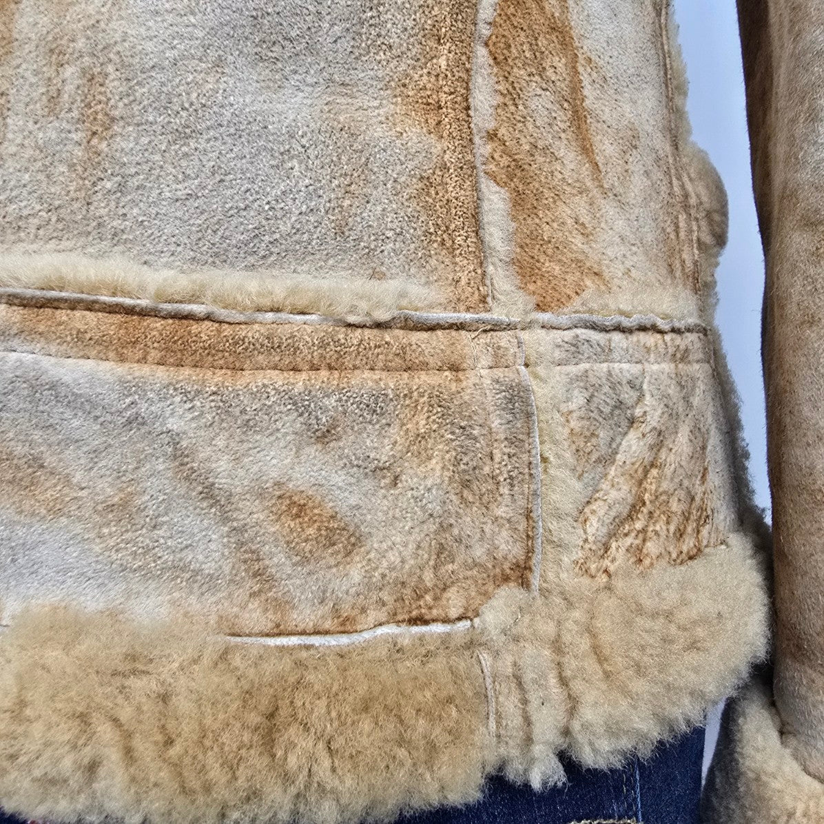 Vintage Club International Beige Shearling Jacket Size 8