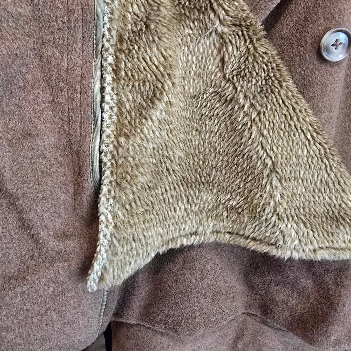 Vintage Brown Wool Double Breasted Long Jacket Size L/XL