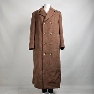 Vintage Brown Wool Double Breasted Long Jacket Size L/XL