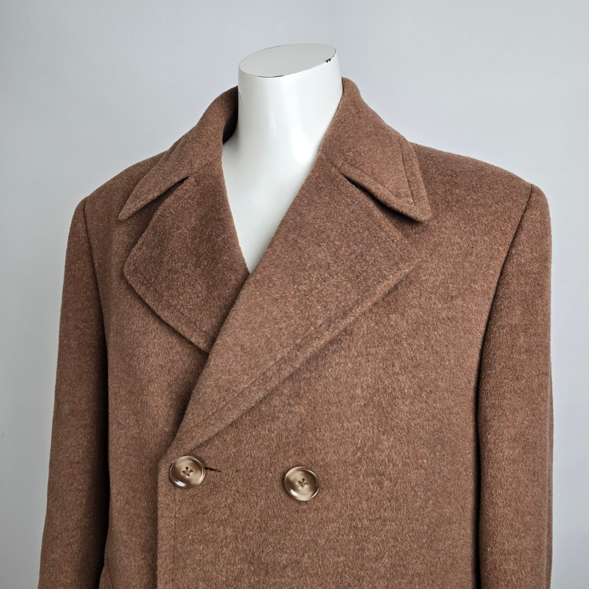 Vintage Brown Wool Double Breasted Long Jacket Size L/XL
