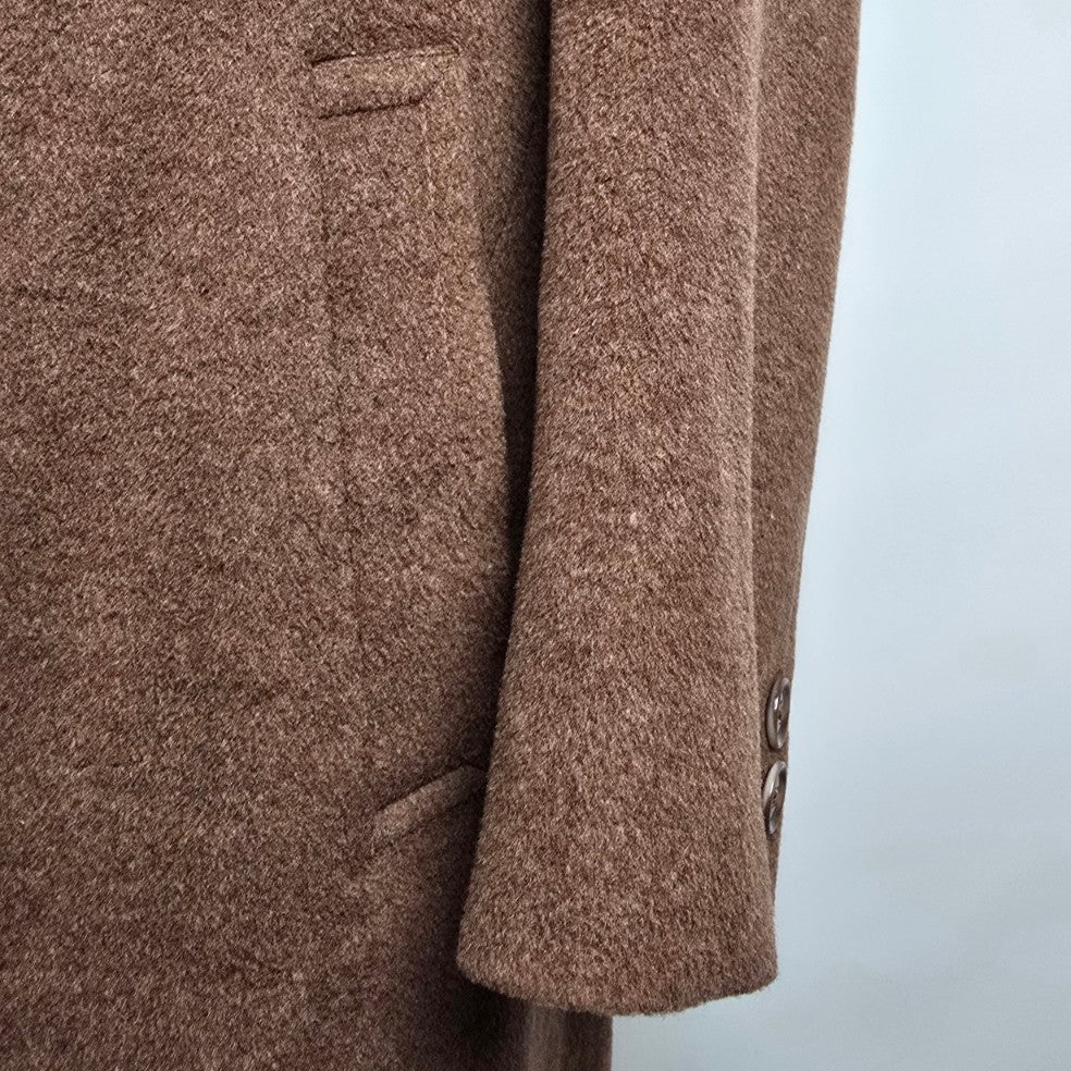 Vintage Brown Wool Double Breasted Long Jacket Size L/XL