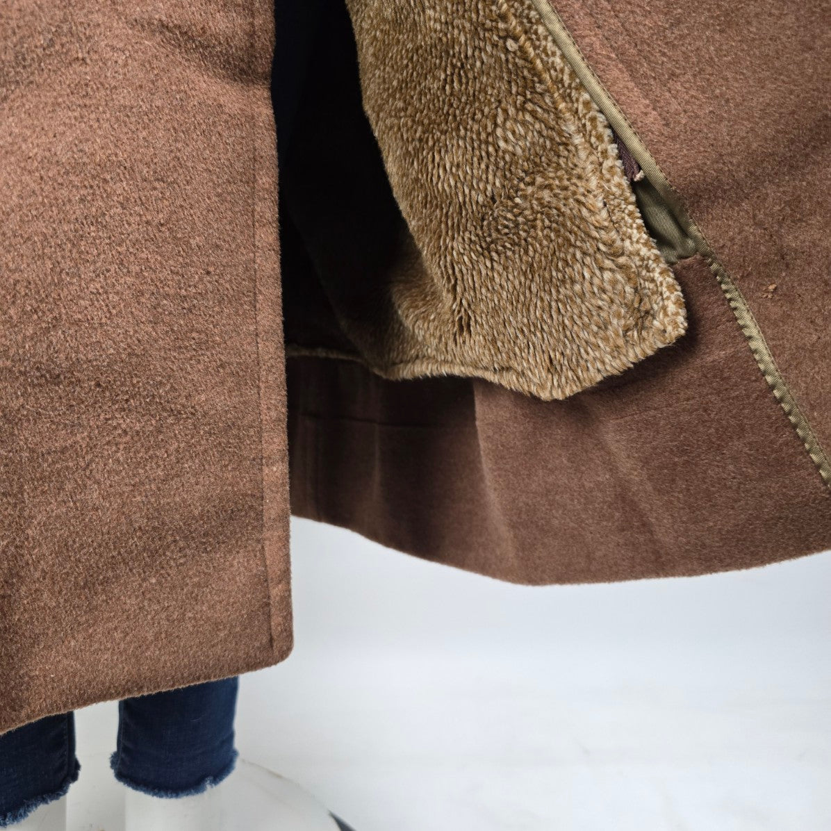 Vintage Brown Wool Double Breasted Long Jacket Size L/XL