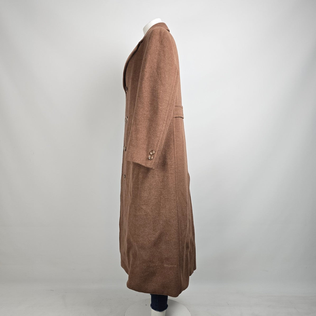 Vintage Brown Wool Double Breasted Long Jacket Size L/XL