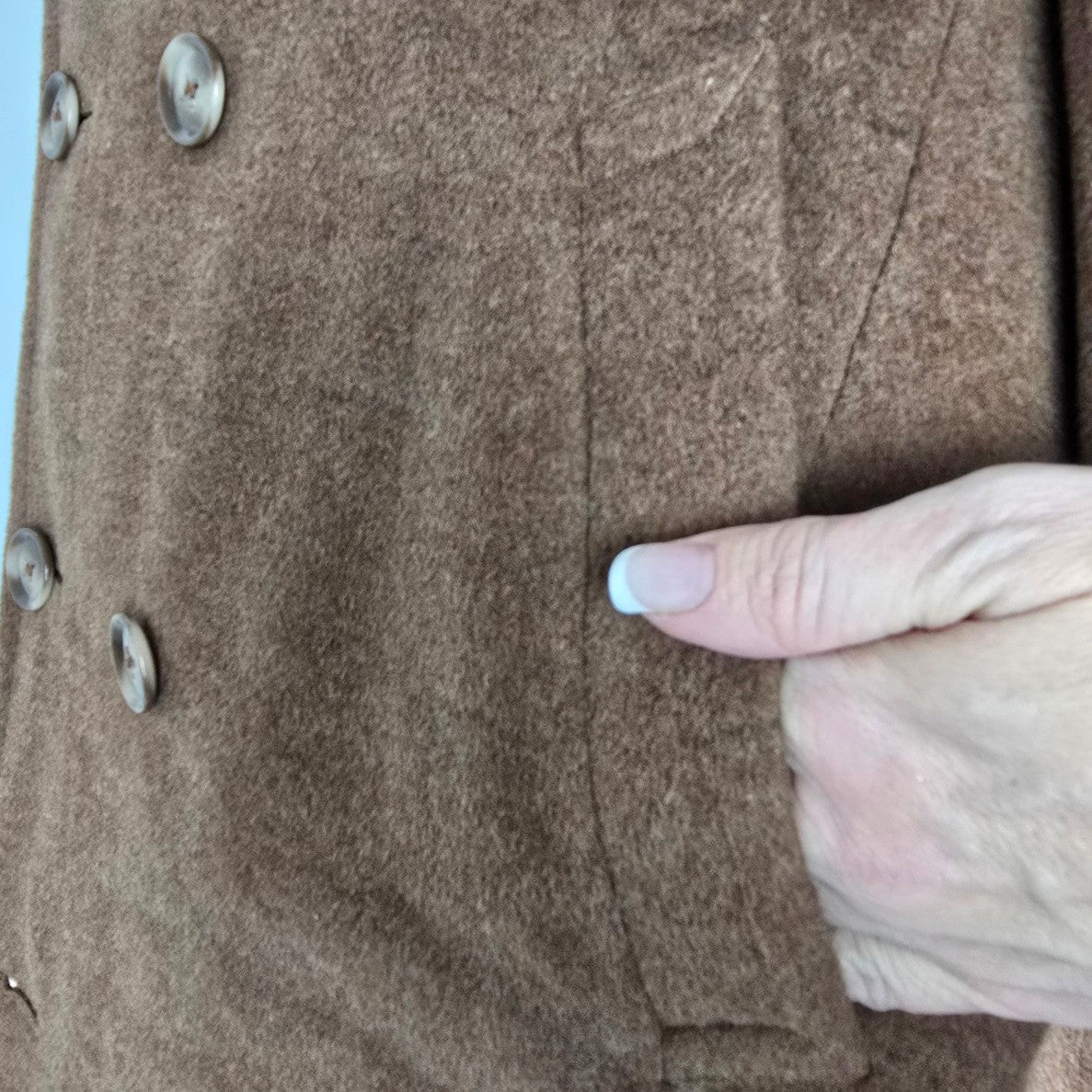 Vintage Brown Wool Double Breasted Long Jacket Size L/XL