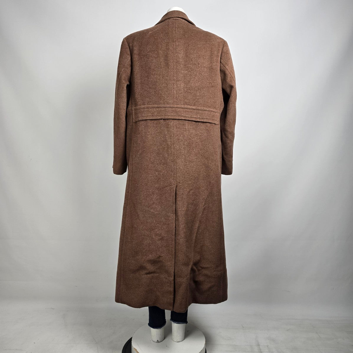 Vintage Brown Wool Double Breasted Long Jacket Size L/XL