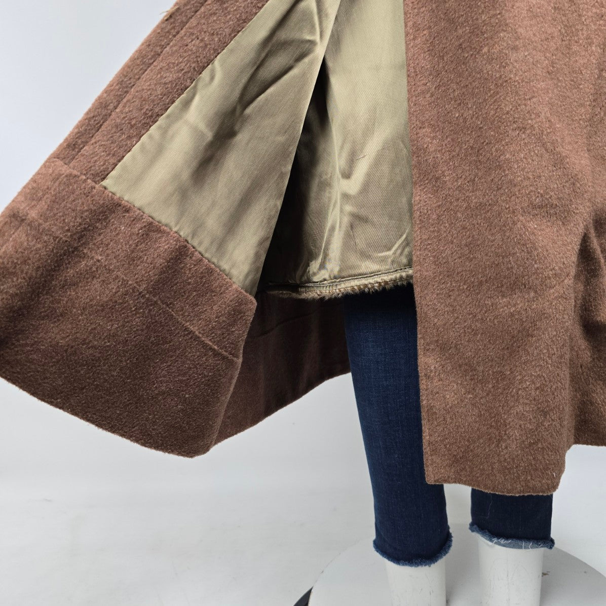 Vintage Brown Wool Double Breasted Long Jacket Size L/XL