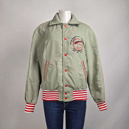 Vintage Mid West Sportswear Grey & Red Bomber Jacket Size 8