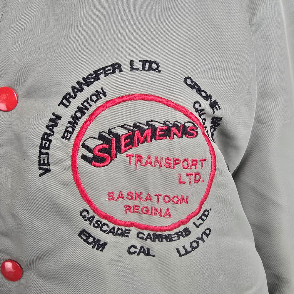 Vintage Mid West Sportswear Grey & Red Bomber Jacket Size 8