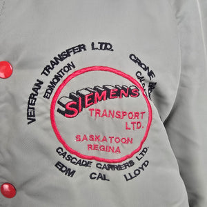 Vintage Mid West Sportswear Grey & Red Bomber Jacket Size 8