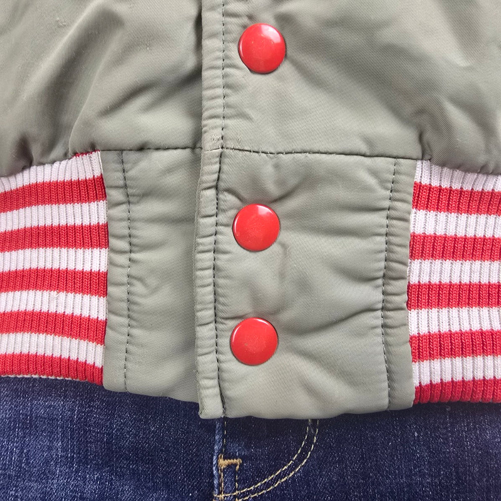 Vintage Mid West Sportswear Grey & Red Bomber Jacket Size 8