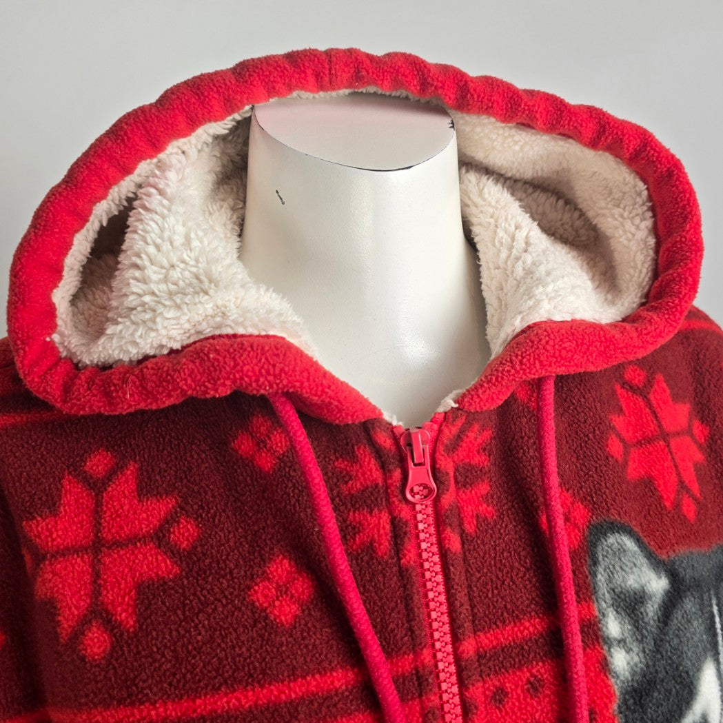 Classic Editions Wolf Family Graphic Red Zip Up Jacket Size M