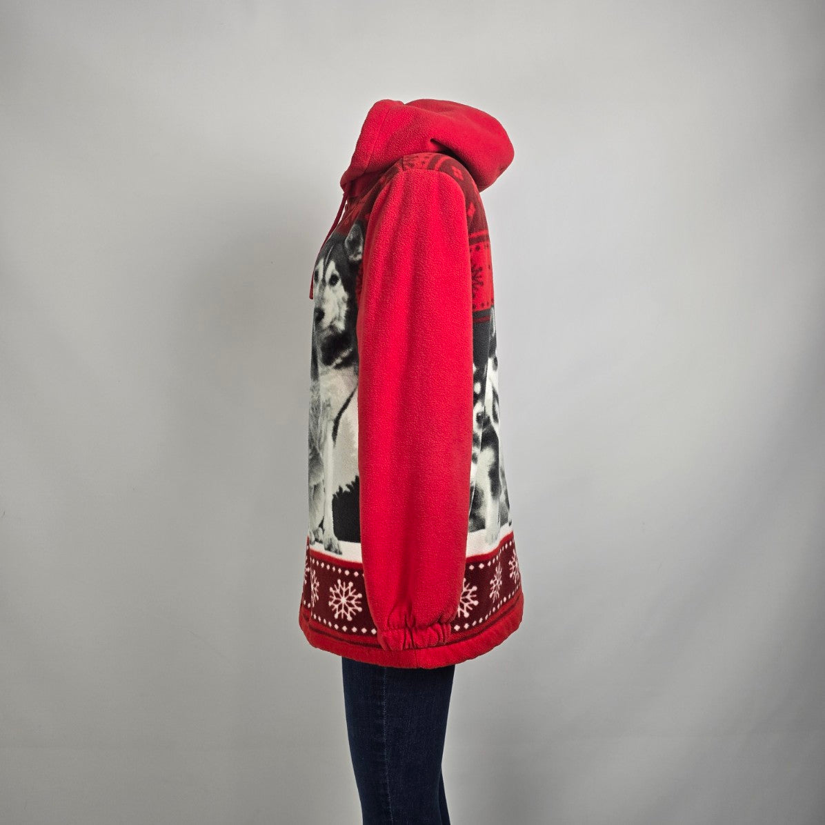 Classic Editions Wolf Family Graphic Red Zip Up Jacket Size M