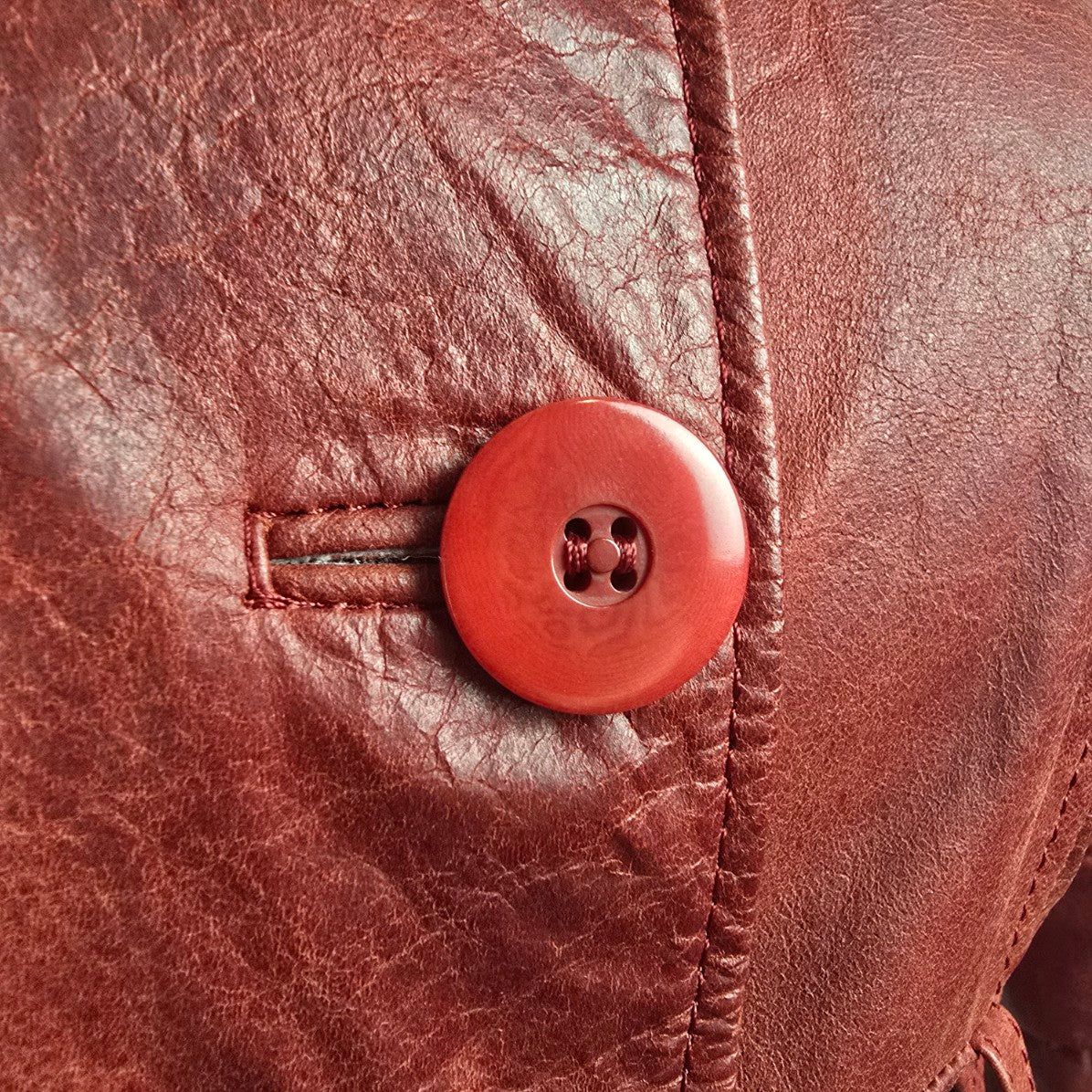 Vintage Antilope Red Leather Belted Flare Sleeve Jacket Size S