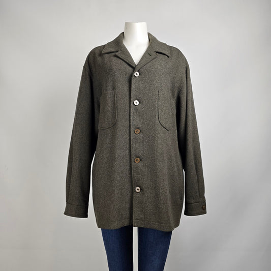 Boulevard Club Green Wool Button Up Shirt Jacket Shacket Size L