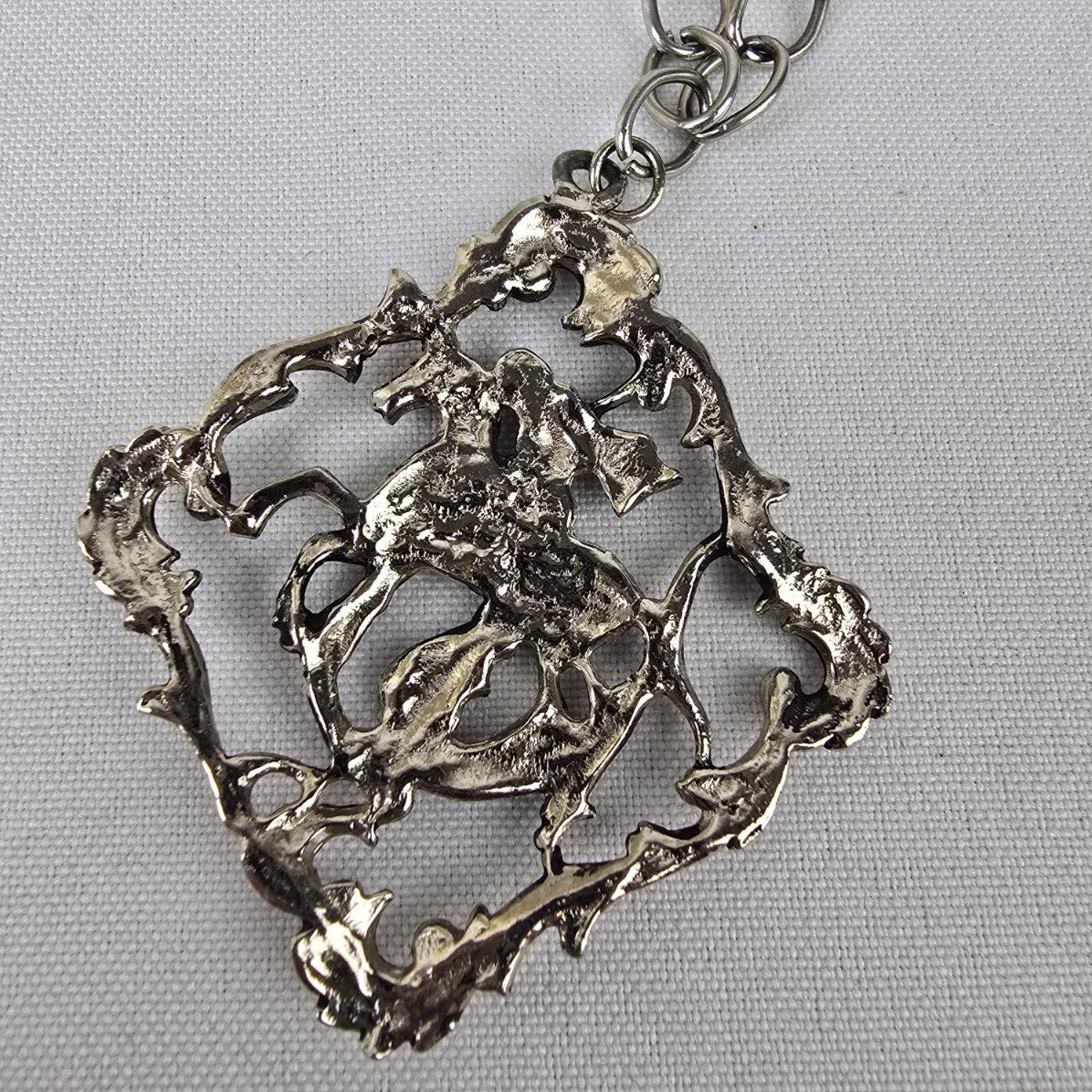 Vintage St. George & The Dragon Silver Pendant Necklace