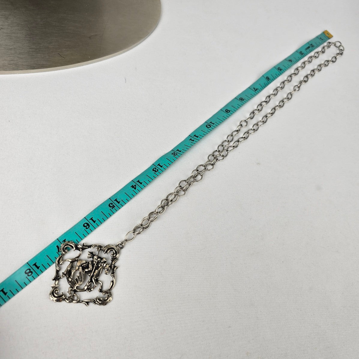 Vintage St. George & The Dragon Silver Pendant Necklace