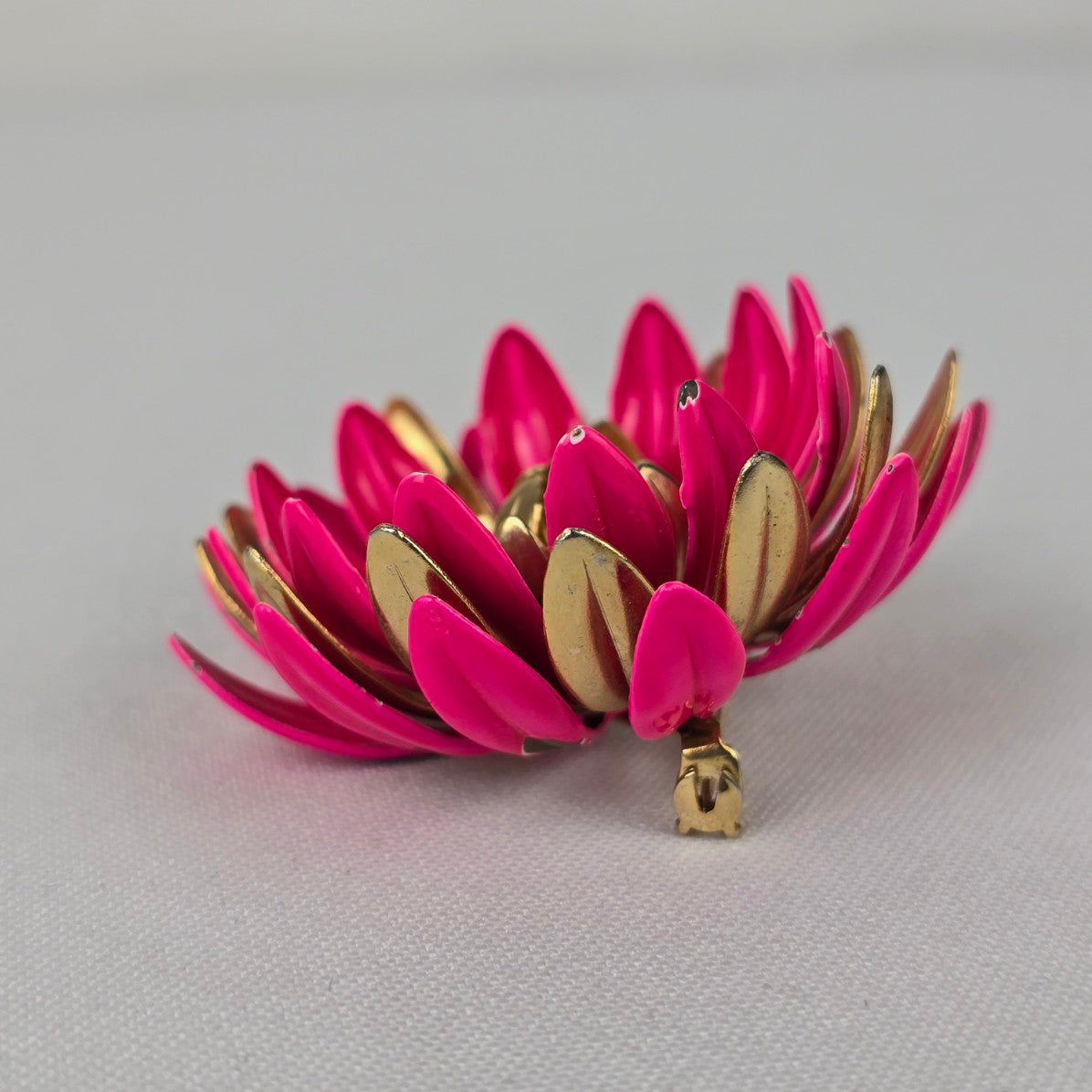 Vintage Pink Enamel Flower Brooch