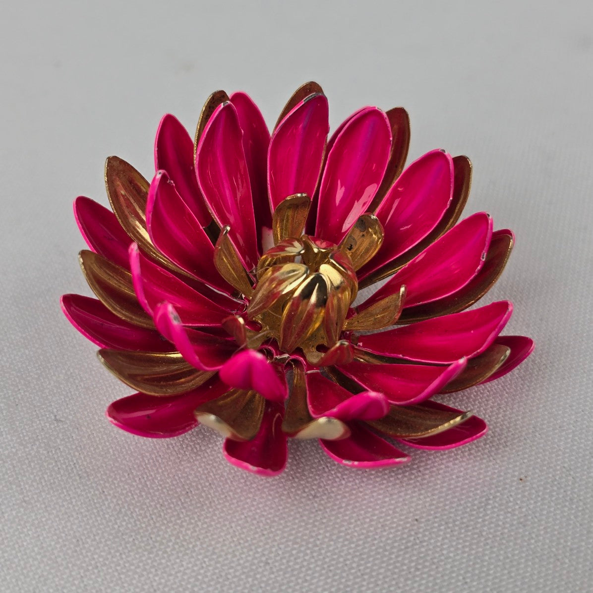 Vintage Pink Enamel Flower Brooch