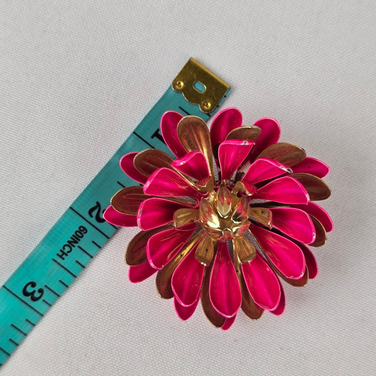 Vintage Pink Enamel Flower Brooch