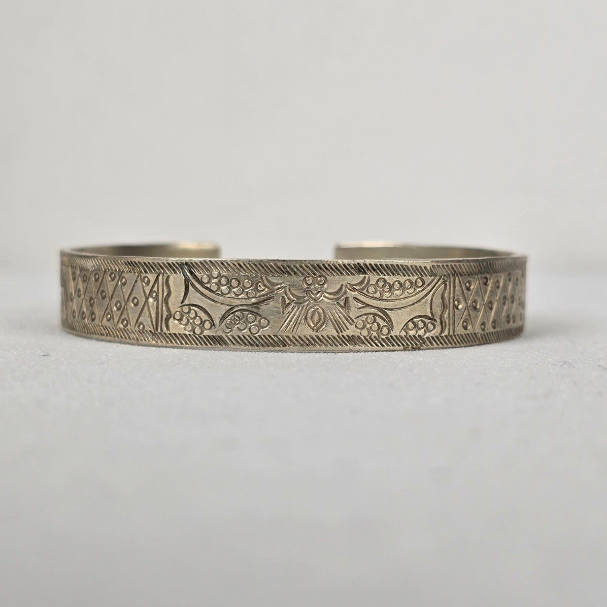 Vintage Silver Etched Cuff Bracelet