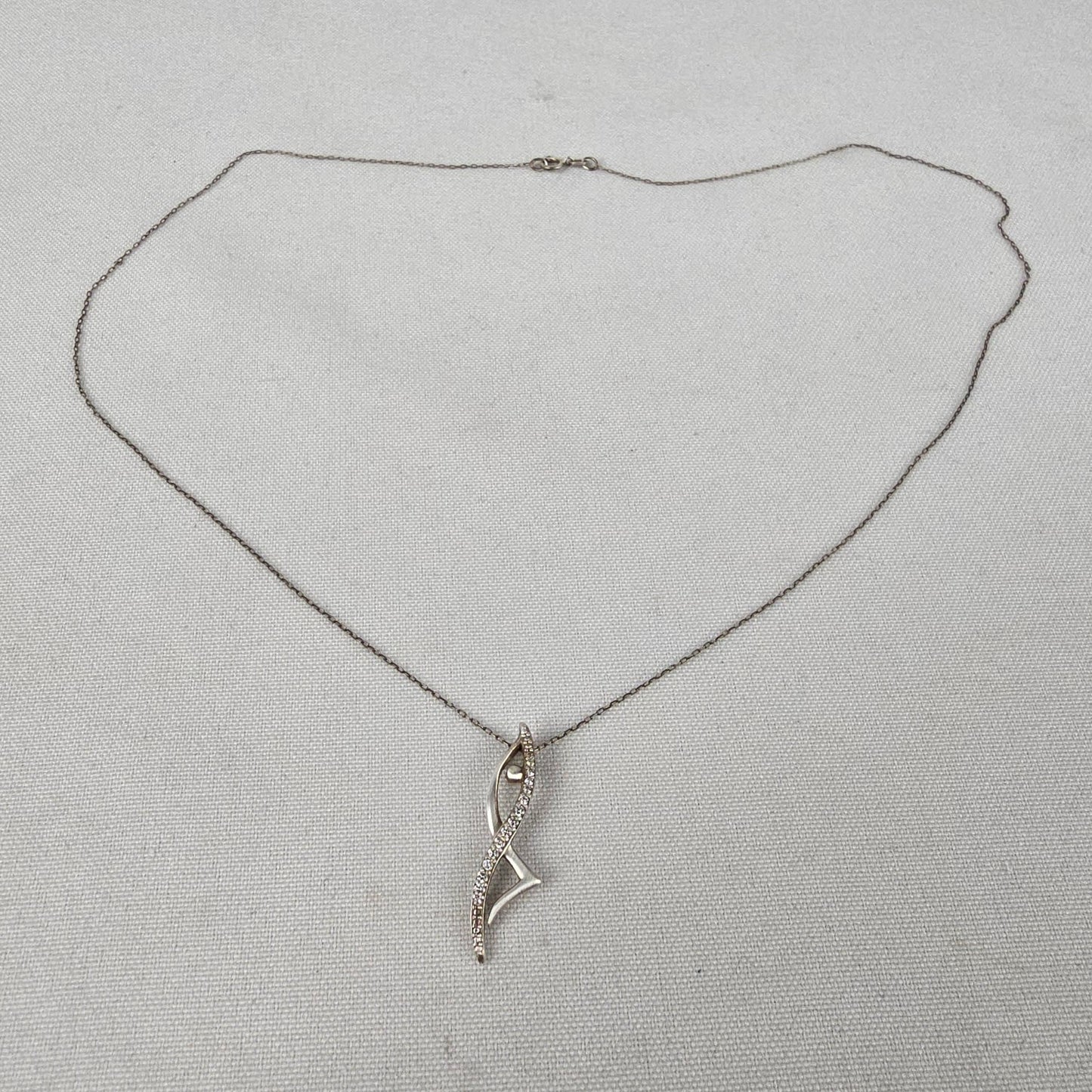 925 Sterling Silver Crystal Pendant Fine Chain Necklace