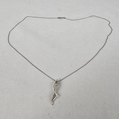 925 Sterling Silver Crystal Pendant Fine Chain Necklace