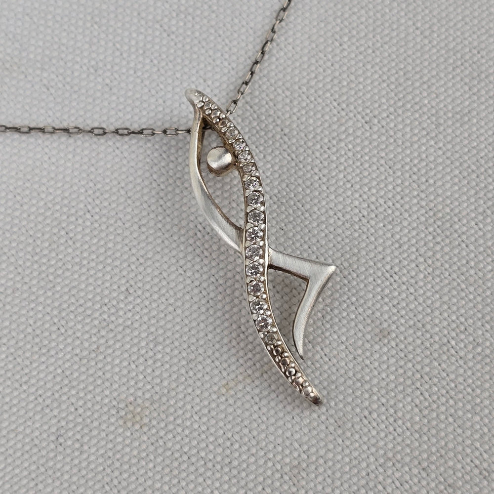 925 Sterling Silver Crystal Pendant Fine Chain Necklace