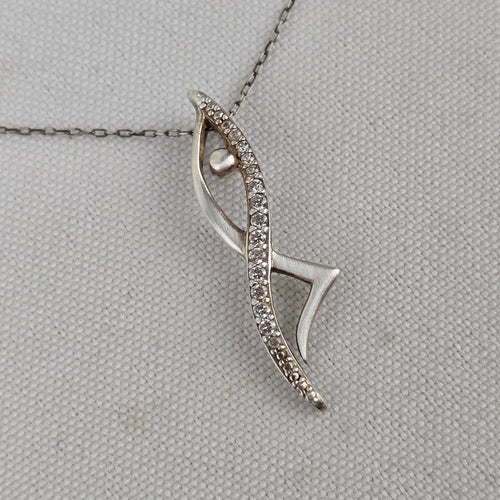 925 Sterling Silver Crystal Pendant Fine Chain Necklace