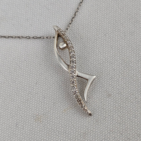 925 Sterling Silver Crystal Pendant Fine Chain Necklace