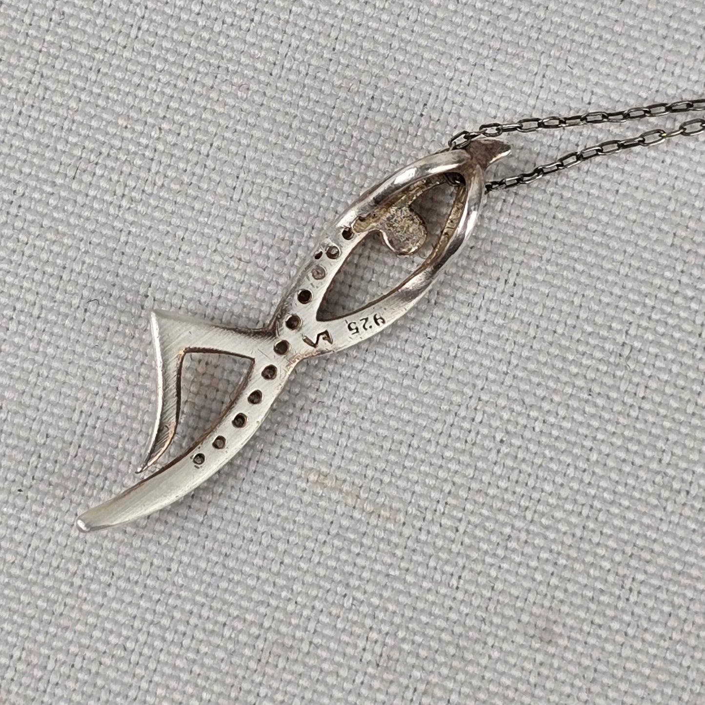 925 Sterling Silver Crystal Pendant Fine Chain Necklace