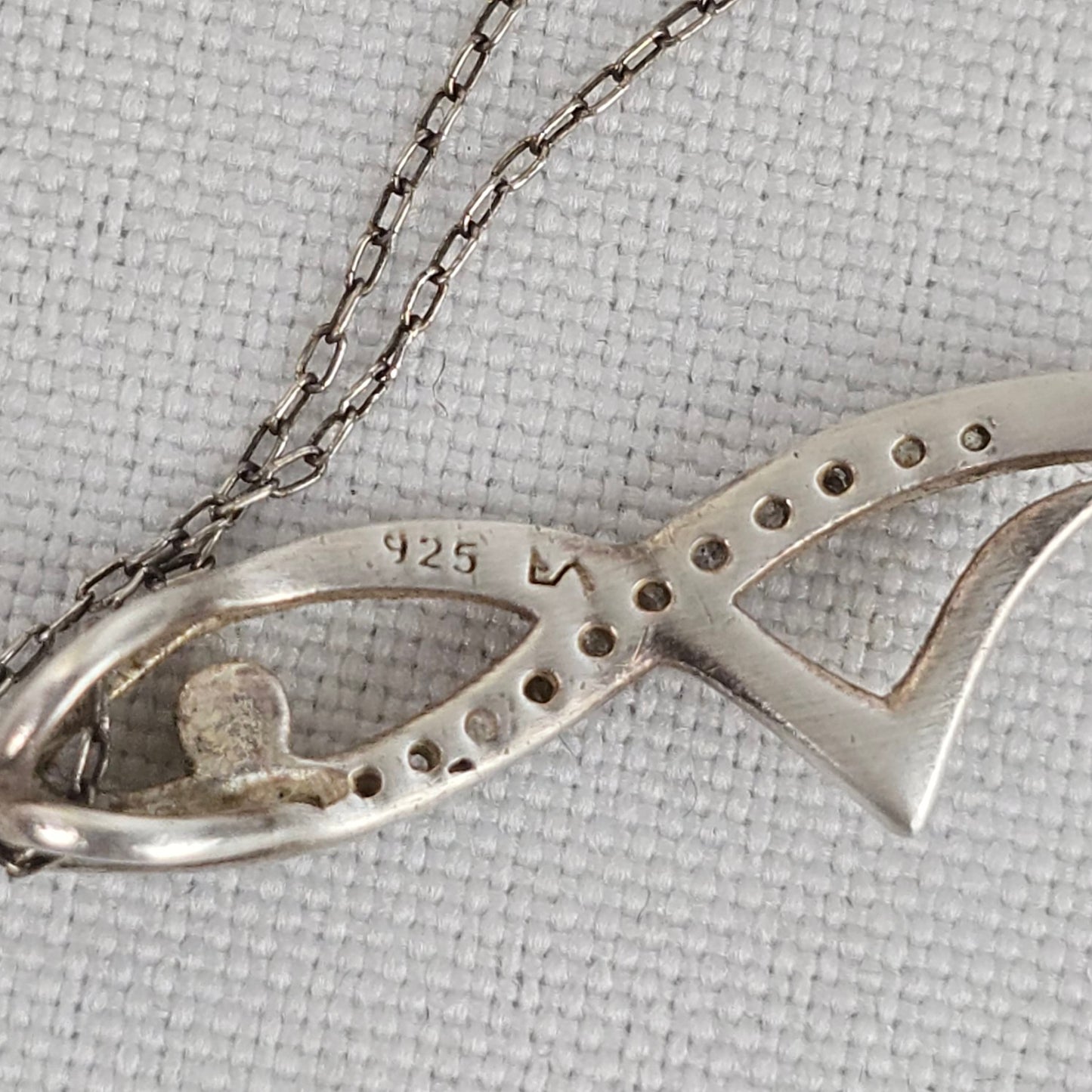 925 Sterling Silver Crystal Pendant Fine Chain Necklace