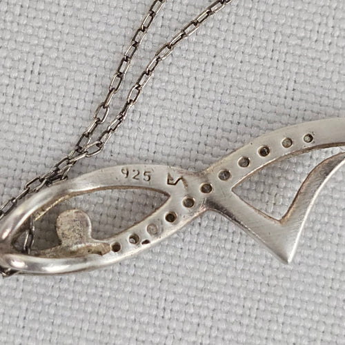 925 Sterling Silver Crystal Pendant Fine Chain Necklace