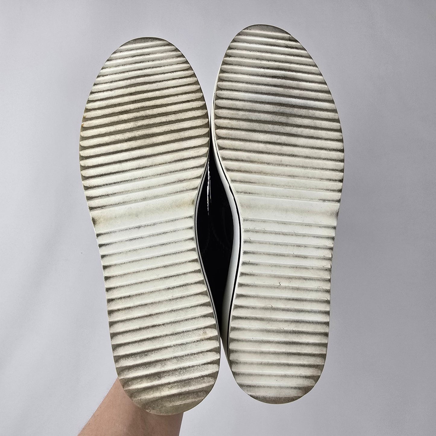 DADAWEN Black Patent Platform Lace-Up Wingtips Oxfords Shoes Size 9