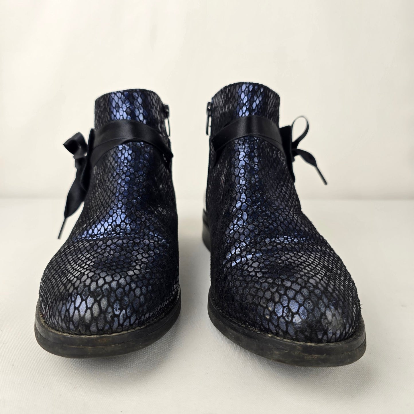 Dorking Metallic Blue Ankle Boots Size 9