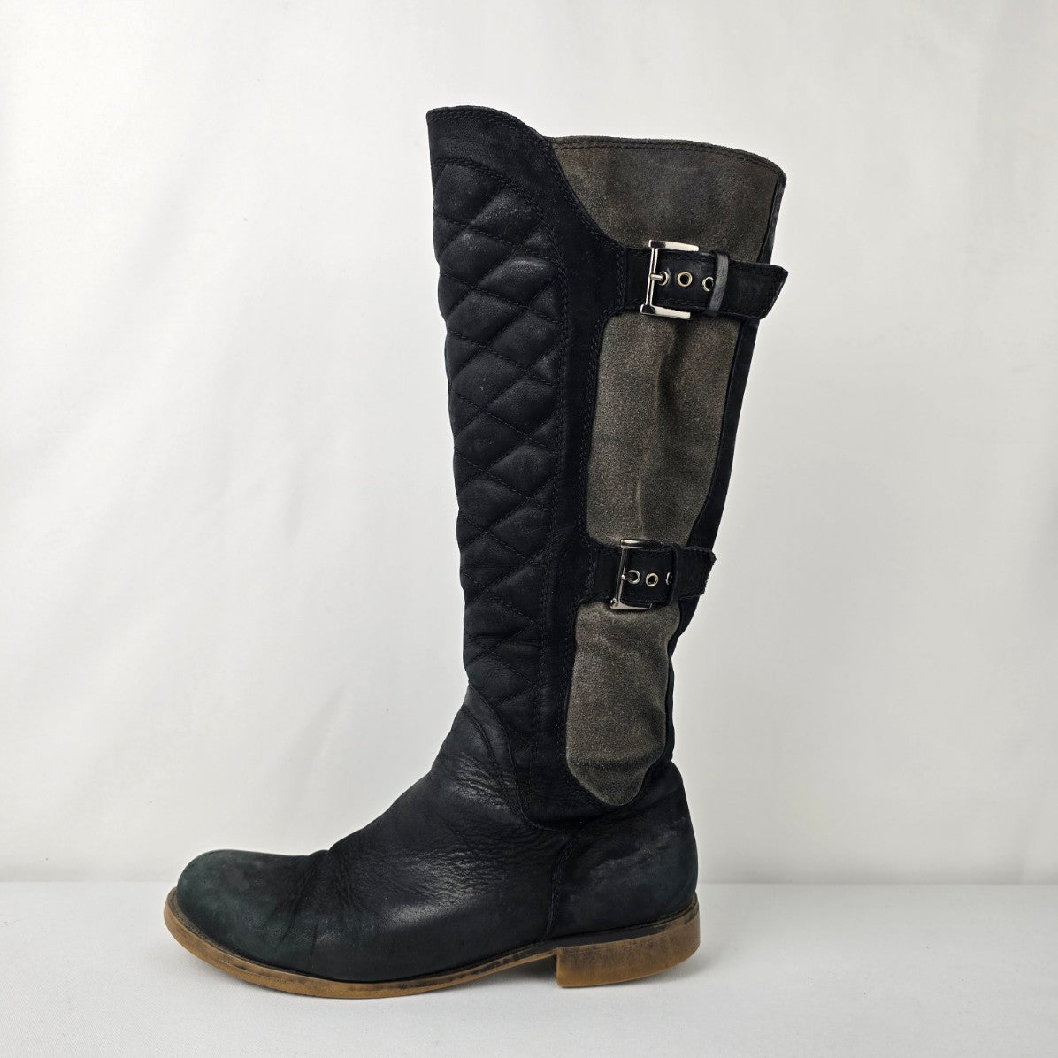 MARC Black & Grey Suede Boots Size 8.5