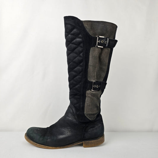 MARC Black & Grey Suede Boots Size 8.5