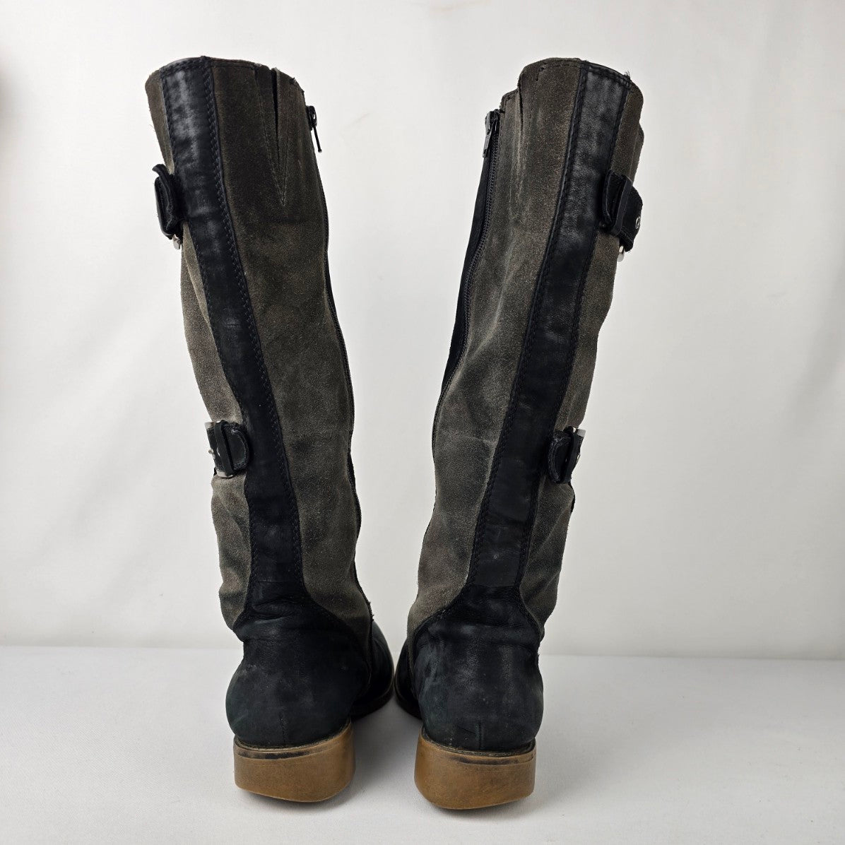 MARC Black & Grey Suede Boots Size 8.5