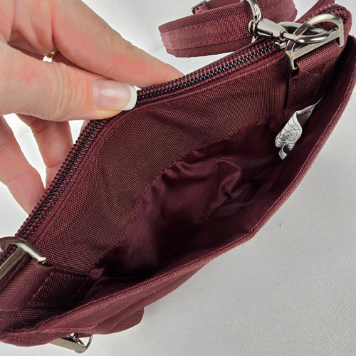Tracker Burgundy Travel Crossbody Purse