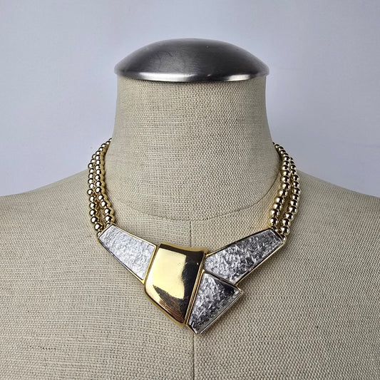 Vintage Gold & Silver Collar Statement Necklace