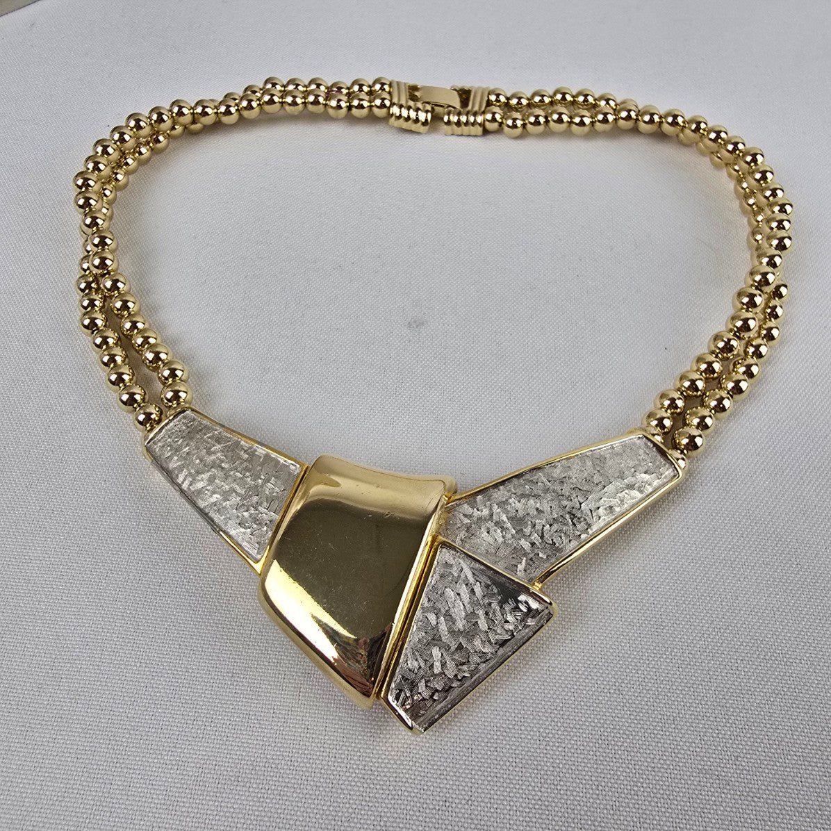 Vintage Gold & Silver Collar Statement Necklace